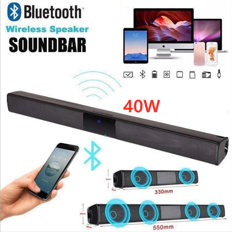 Barra de sonido envolvente para cine en casa, altavoz con Radio FM, columna central de música, con cable e inalámbrico, Bluetooth, 40W