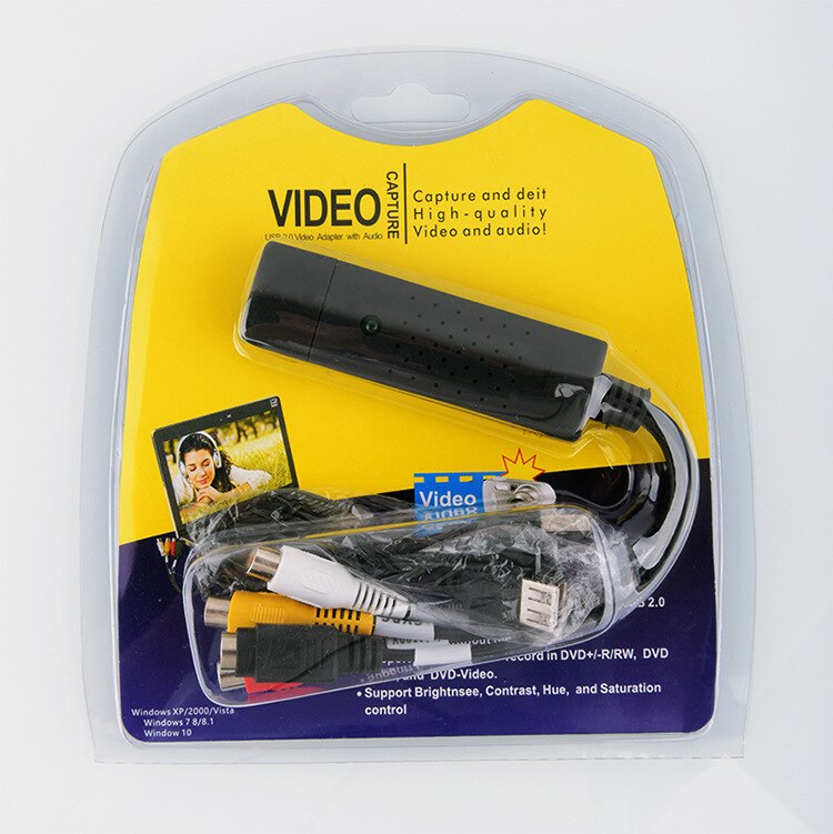 USB 2.0 Video Adapter with Audio Capture Card TV DVD VHS Video DVR Capture with Audio