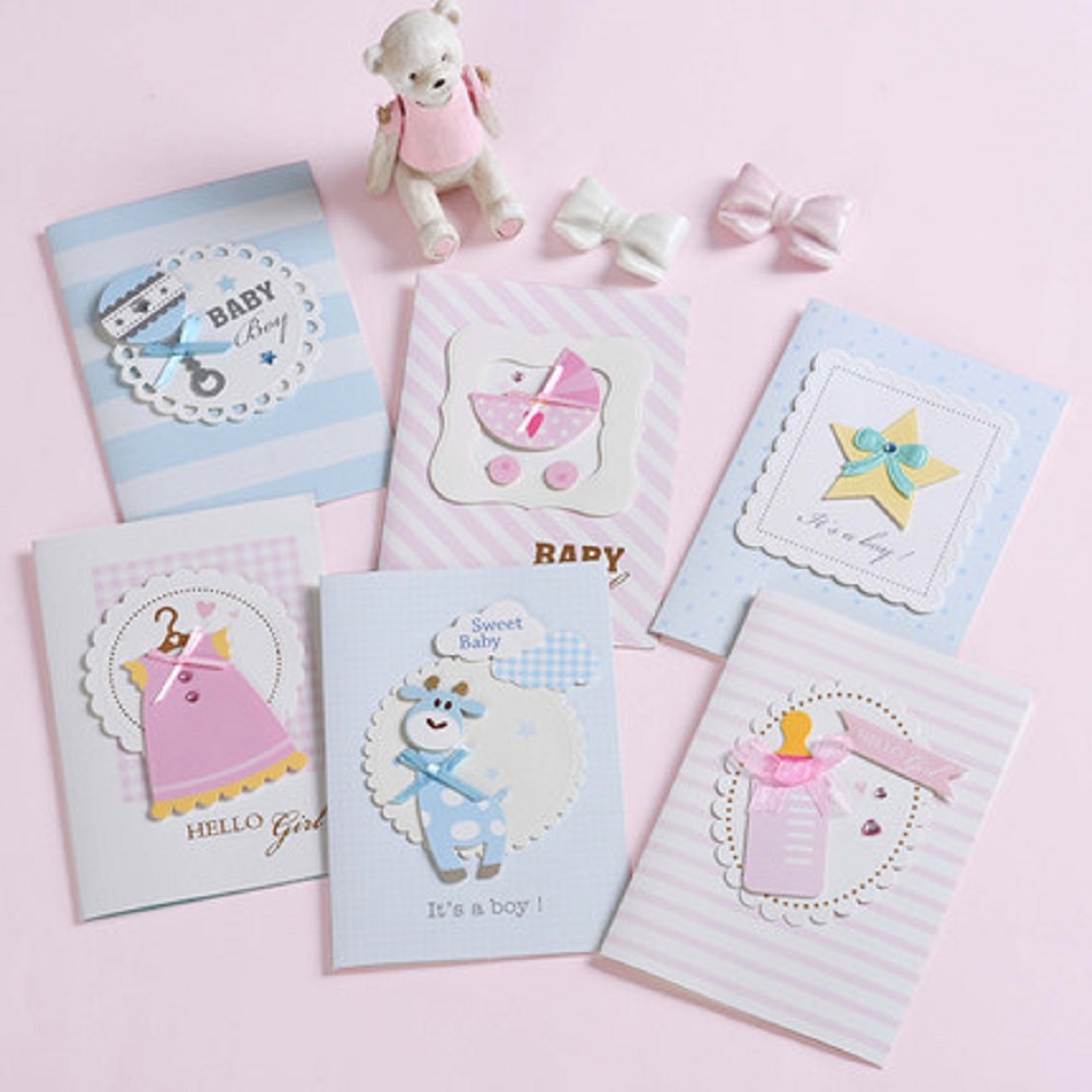 Eno Groet Baby Kaarten 3D Papier Jongetje Meisje Handgemaakte Kaarten Leuke Baby Mini Cards
