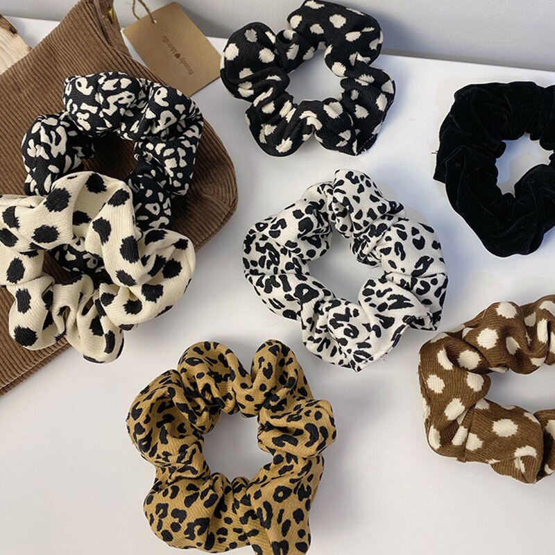 Autmn-coletero de terciopelo para mujer, accesorio para el pelo de leopardo, a rayas, para invierno