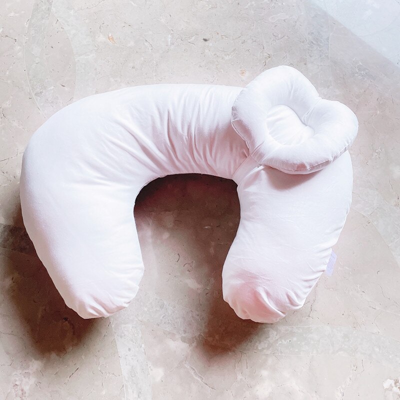 Oreiller d&#39;allaitement en coton en forme de U pour -né, coussin lombaire pour allaitement: white