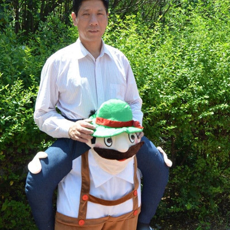 Épaule Ride sur mascotte Costume cochon dos fête déguisement porter Costume (bière homme/marron)