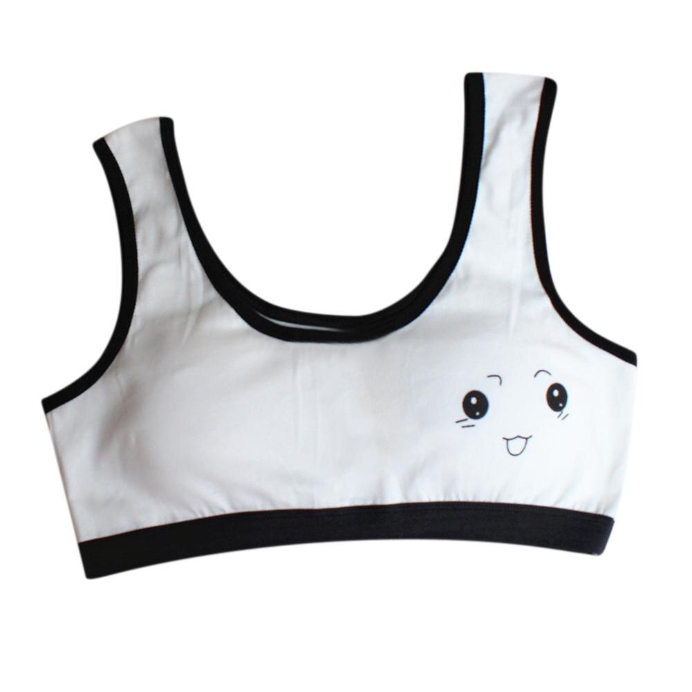 Kidlove Women Cute Cartoon Girl Bra Soft Cotton Underwear Teenage Training Casual Bra for Students 6-12 Years Adolescente: black