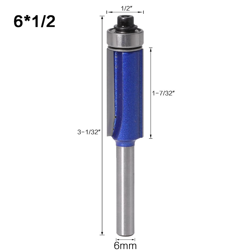 1pc 6mm skaft trimfräsbits med lager för trämallmönster bitfräskärfräs för trä: 6 mmx 12.7mm