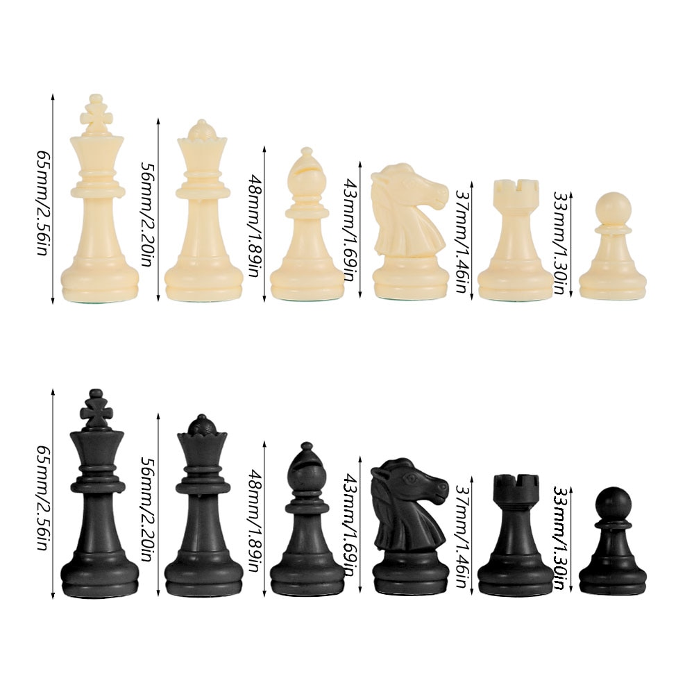 32pcs Chess Pieces King Height 65/75mm Chessmen International Word Chess Set Black & White Chess Piece Entertainment Accessories