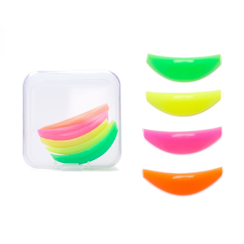 4 pares de almohadillas para permanente de pestañas de silicona, varillas de elevación de pestañas, escudo de reciclaje, rizador de pestañas 3D, accesorios, aplicador, herramientas de maquillaje: Plata