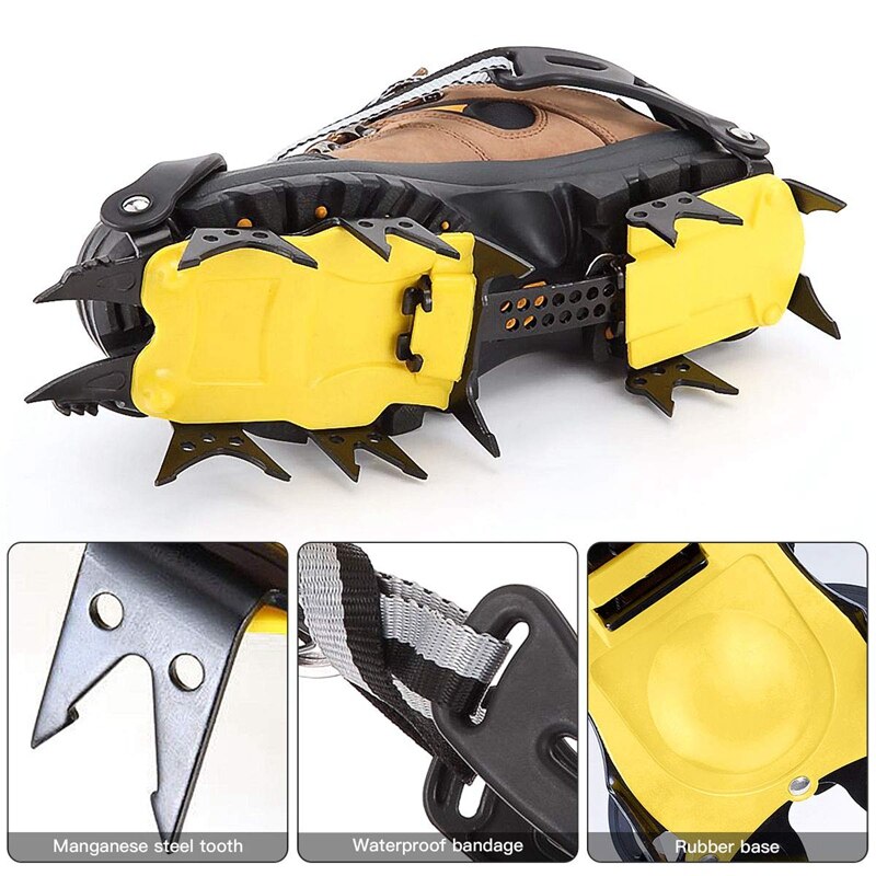 18 Teeth Crampons Traction Cleats Spikes Snow Grips,Anti-Slip Stainless Steel Crampons for Mountaineering & Ice Climbing