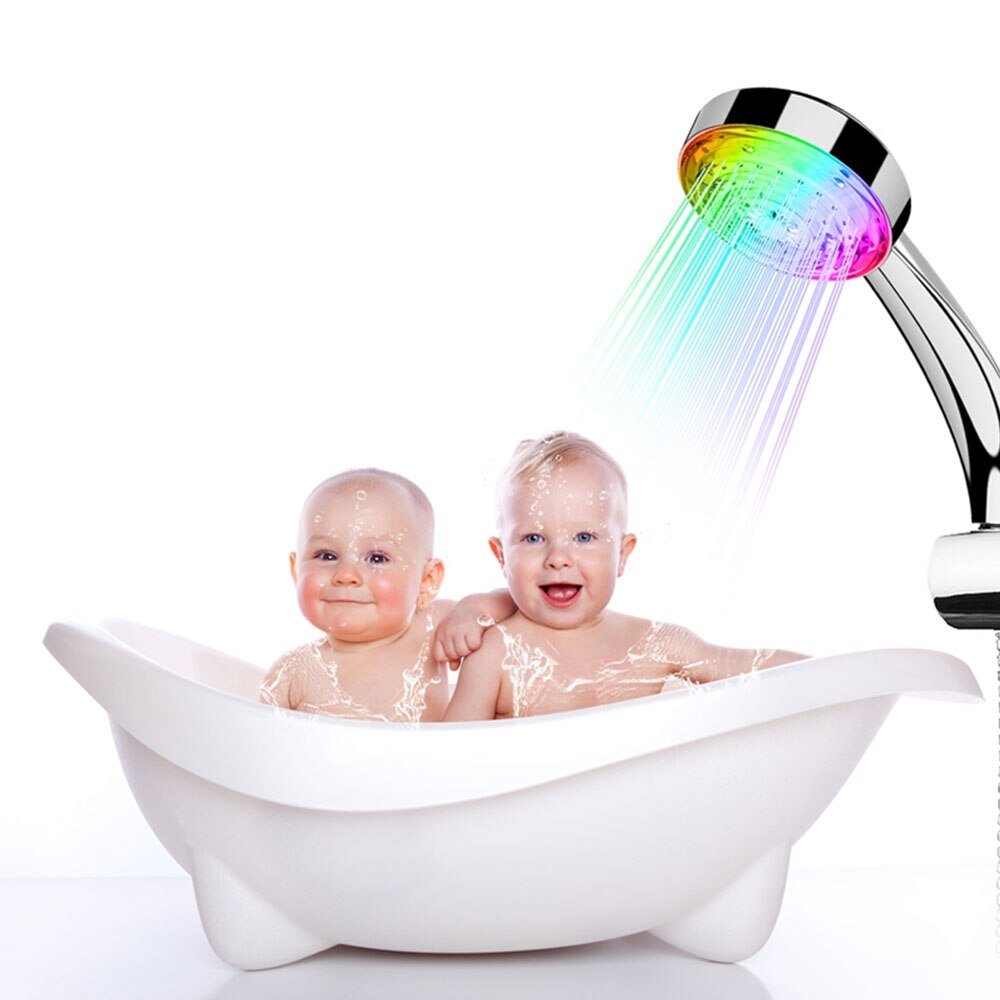 Pommeau de douche à lumière LED 7 couleurs, pommeau de douche à couleur changeante, sans pile, pour un décor de salle de bain automatique et romantique
