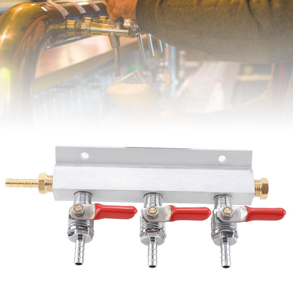 Dispensador de barril de cerveza, colector de distribución de Gas de CO2 de 3 vías, herramientas de elaboración de cerveza