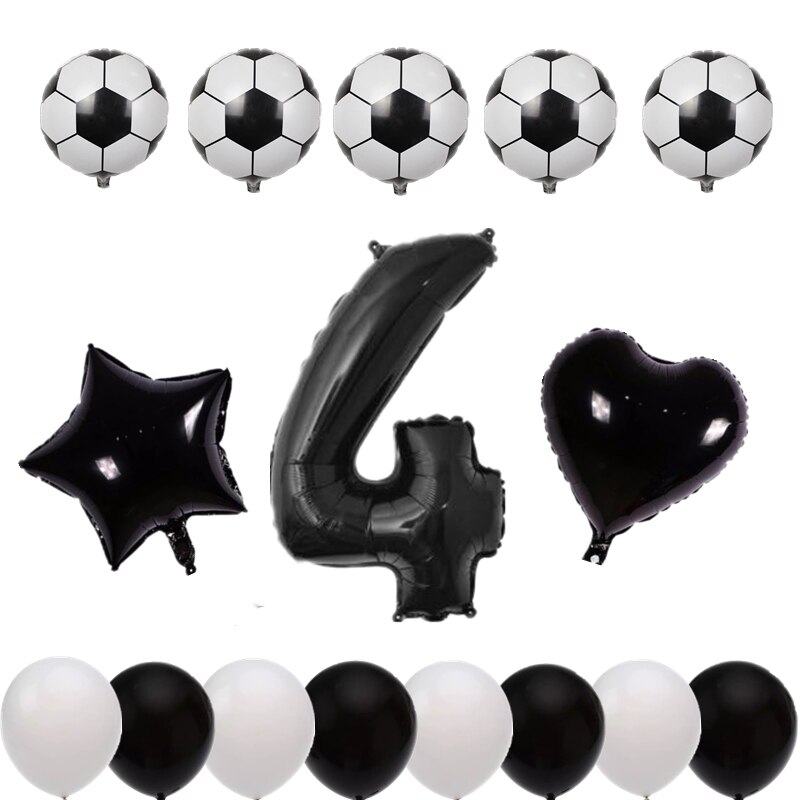 16 Uds 10 pulgadas Mini globo de fútbol Set 0-9 Número forma de estrella y corazón globos de aluminio DIY niños Baby Shower decoración de de cumpleaños