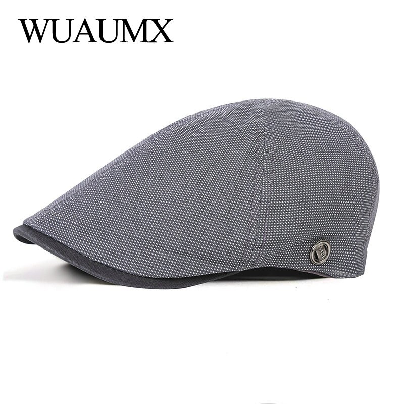 Wuaumx Branded Casual Spring Summer Men Berets Hats Women Newsboy Caps Cabbie Duckbill Ivy Flat Hat Herringbone Caps Adjustable