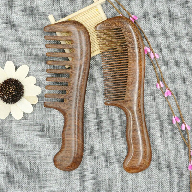 Sandalwood Wide Tooth Comb Curly Hair Portable Coarse Tooth Wooden Comb Hair Massage Tool