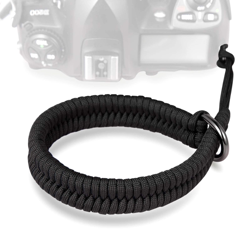 A0KB Camera Wrist Strap Mountaineering Rope Wrist Strap Soft Comfortable Camera Strap Photography Retro Hand Strap Wristband: Black