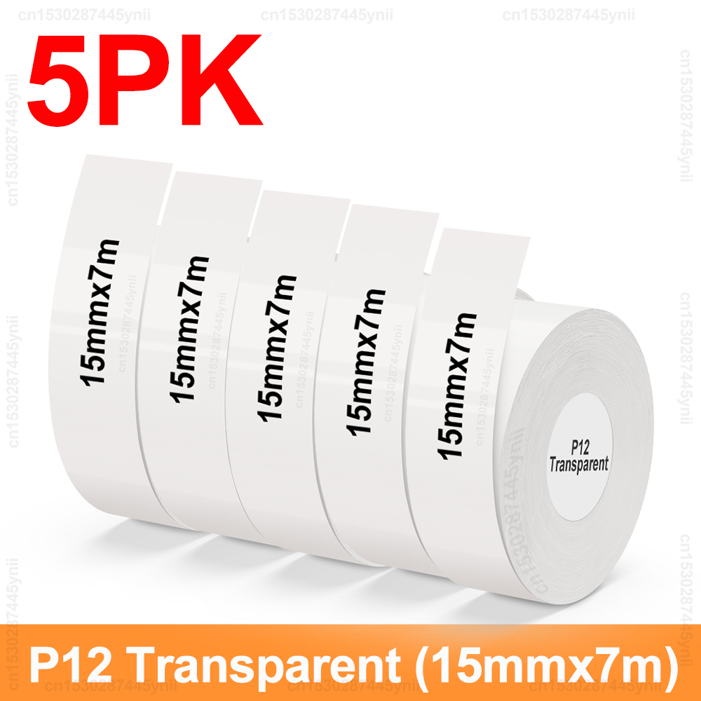 5/10 pces p12 etiqueta rolo de papel 15mm x 7m auto-adesivo etiqueta térmica contínua apto para marklife p12 p15 p11 d30 fabricante de etiquetas: BK
