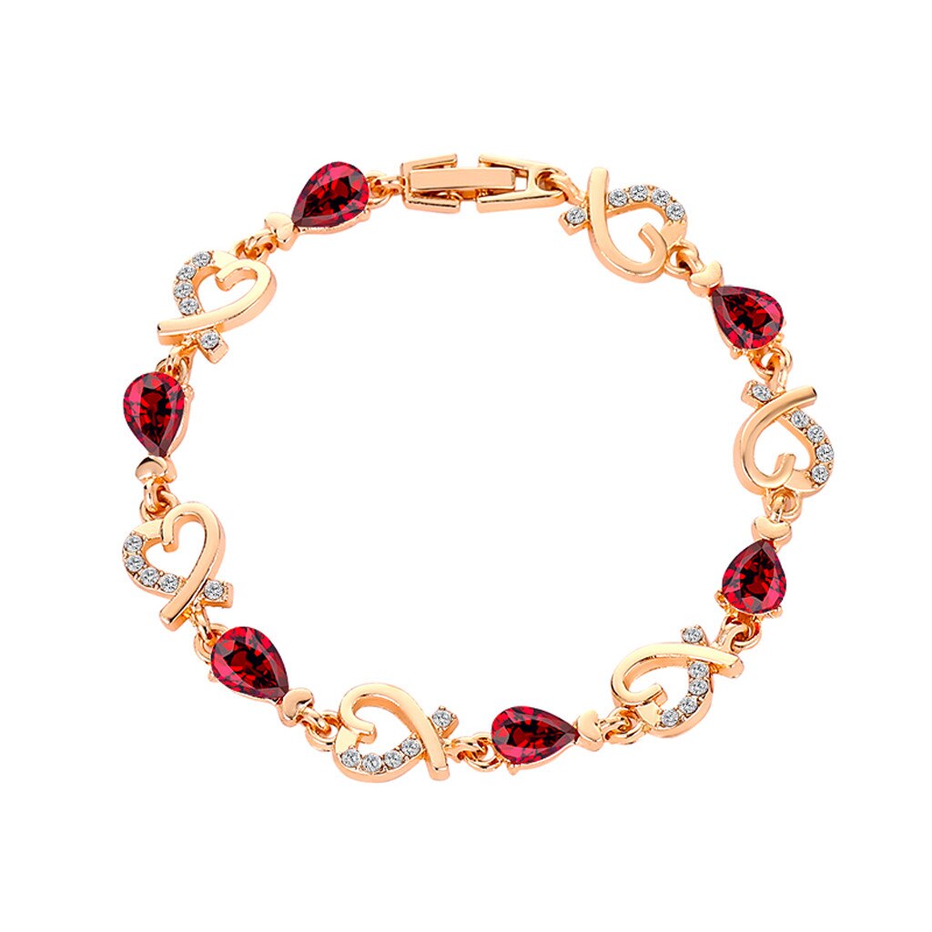 OTOKY Neue Frauen Strass Kristall Armbinde Armreif Liebe Valentinstag Hochzeit Braut frauen Schmuck Weihnachten: rot