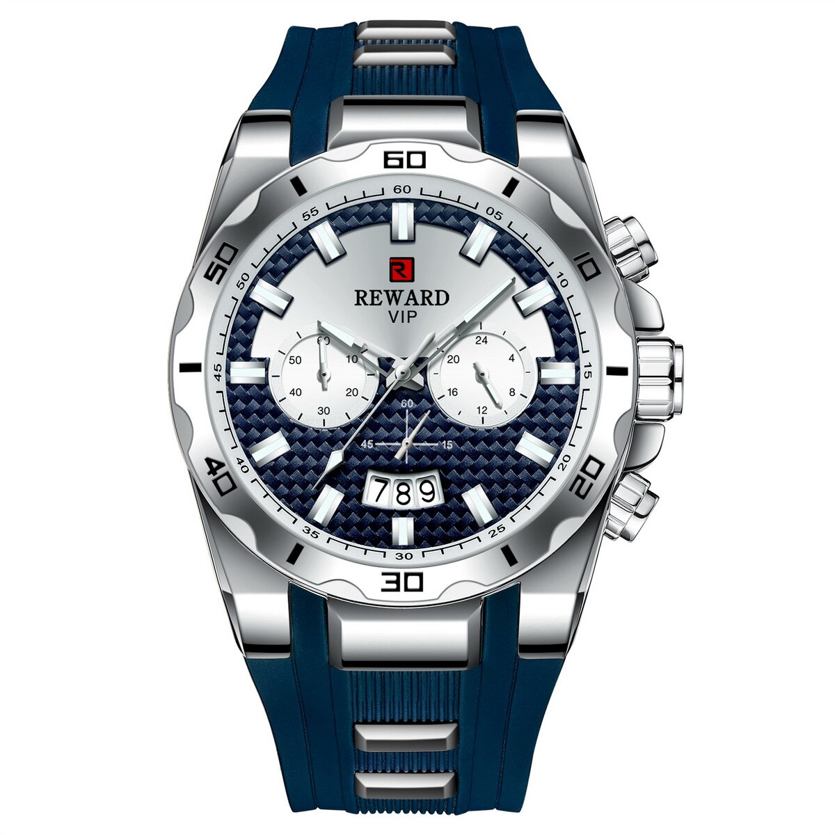 Sport Heren Quartz Horloges Luxe Groene Horloge Voor Mannen Siliconen Horloge Waterdicht Klok Relogio Masculino: Blue
