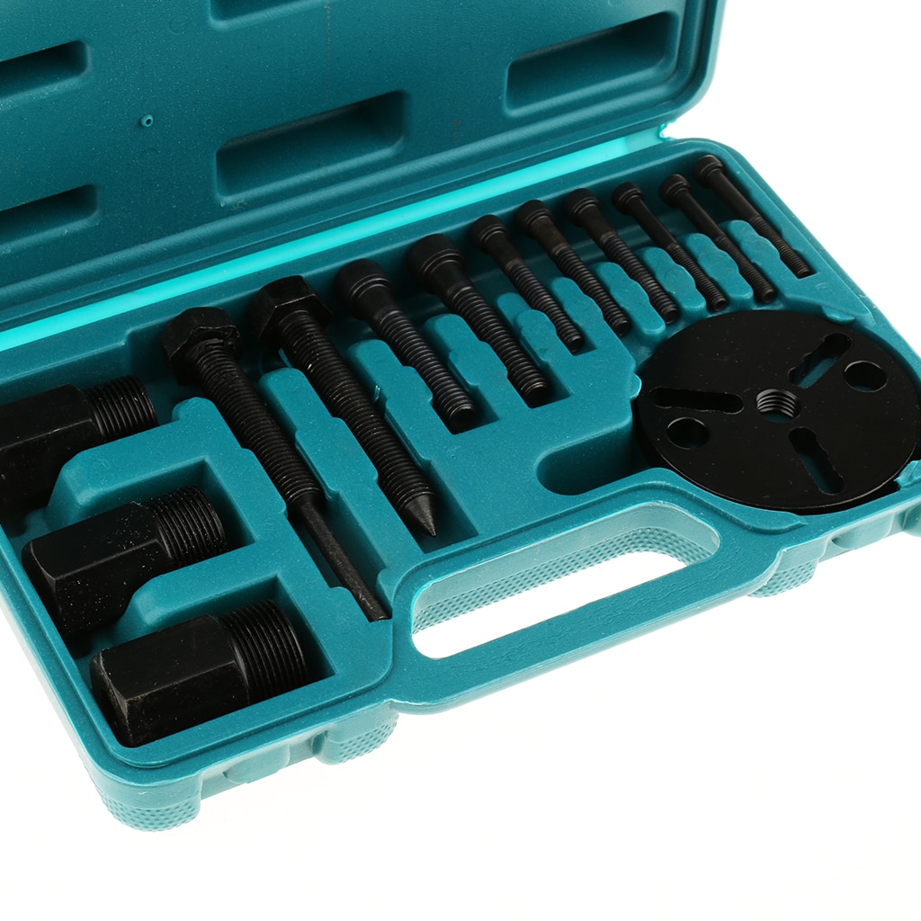 14 Pcs Car Air Conditioning Compressor Clutch A/C Puller Rebuild Remover Tool Kit Universal Auto A/C Compressor Installer Puller