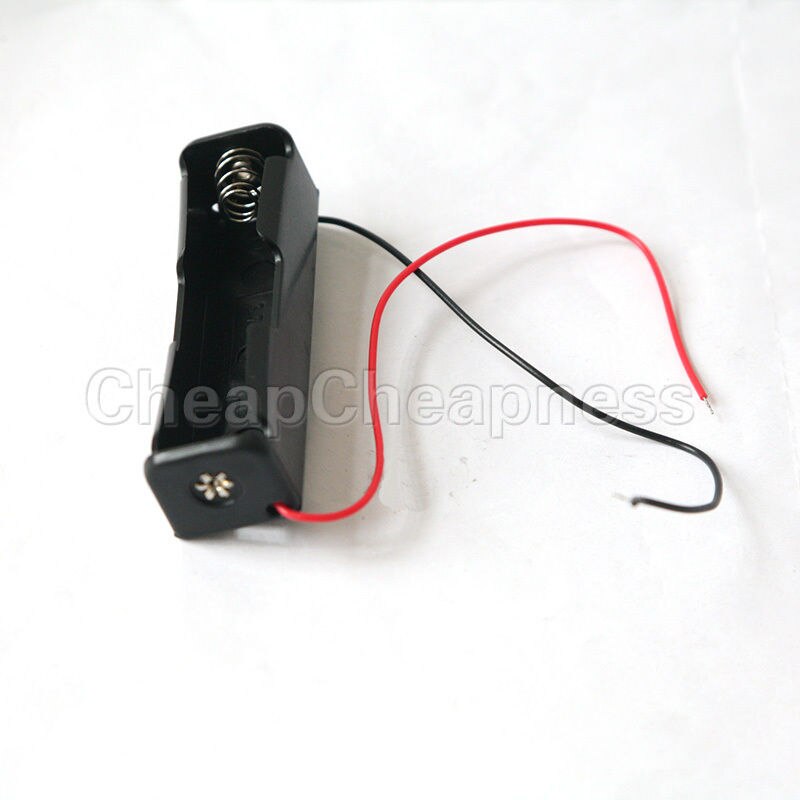 1pc 18650 Battery 3.7V Clip Holder Box Case Black With Wire Lead