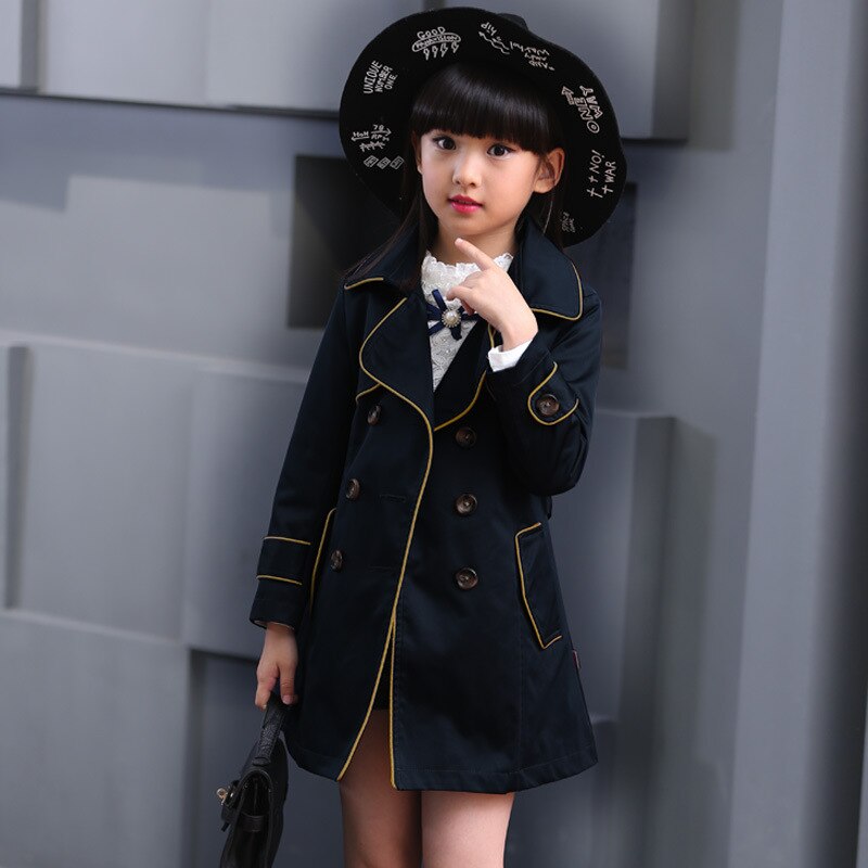 Meisjes trenchcoat lente kinderen lange jas kinderen blazer katoenen bovenkleding jassen tienermeisjes kleding bovenkleding
