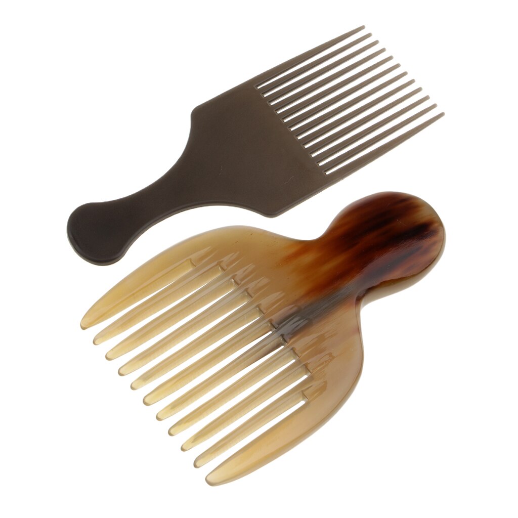 2 Styles No Static Wide Tooth Hair Styling Comb Hair Pick Lifting Afro Combs