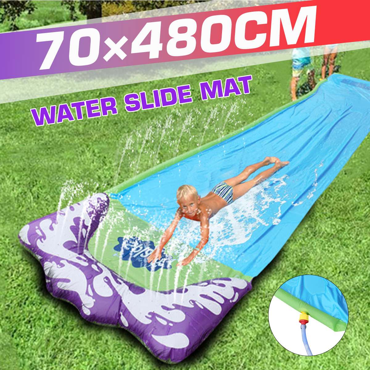 70x480CM Wasser Rutsche Spaß Rasen Wasser Rutschen Schwimmbecken Für freundlicher Sommer PVC Spiele Zentrum Hinterhof draussen freundlicher erwachsene Spielzeug