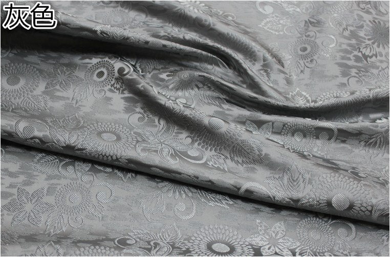 CF943 12 couleurs chinois traditionnel soie brocart tissu chinois mariage vêtements taie d'oreiller tissus bricolage matériaux Textiles de maison: grey