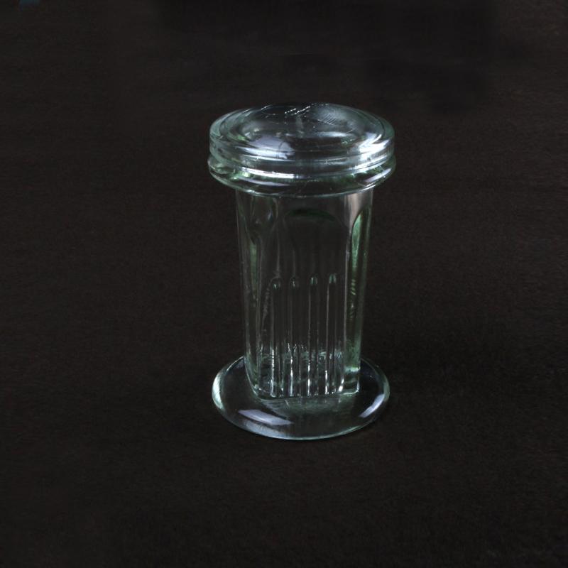 Grand pot de coloration rond en verre de laboratoire avec couvercle