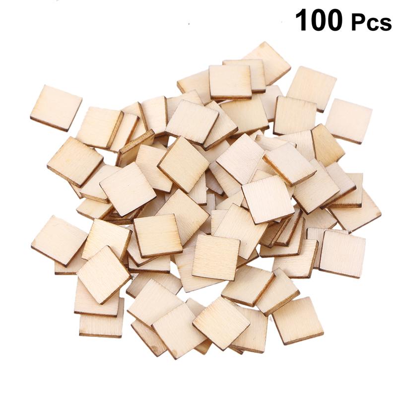 100 Pcs 10mm Square Wood Slices Blank Wood Pieces Unfinished DIY Plaque for Painting Art Crafts