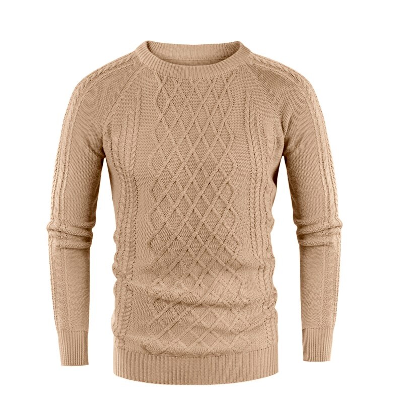 Herfst Winter Heren Trui Truien Katoen Casual Dunne Mannelijke Truien Truien Top Maat M-2XL O Hals Trui Jumpers: Khaki / L