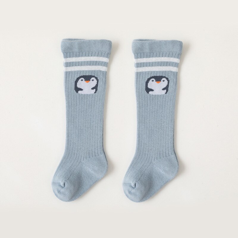 Calzini lunghi per bambini autunno inverno cartone animato striscia animale ginocchio alto neonato ragazza ragazzo calzini da pavimento calzino per bambini in morbido cotone: blue