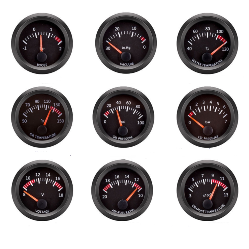 2 "52Mm Auto Gauge Boost/Water Temp/Olie Temp/Olie Druk/Brandstof/Volt gauge/Air Fuel Ratio/Uitlaat Temp Voertuig Meter 12V