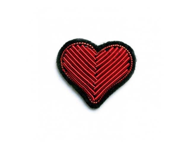Hjerte silke broche broche indisk silketråd håndlavet broderet badge stof patch tøj dekoration