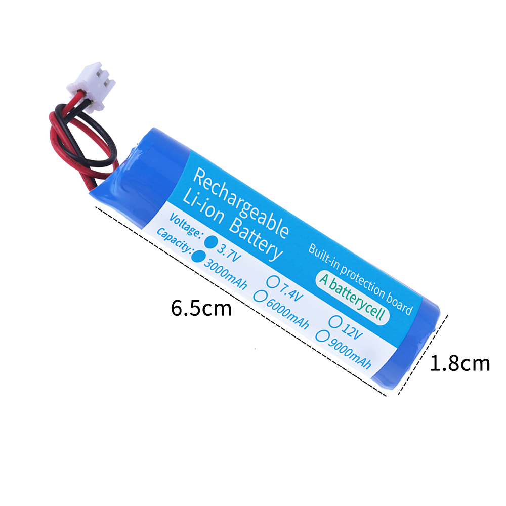 18650 3,7 V 3000mAh 6000mAh 9000mAh 12000mAh Li-Ionen-Akku xh3.0 2p Stecker für Bluetooth-Lautsprecher kleiner Player Solars chein werfer: Black