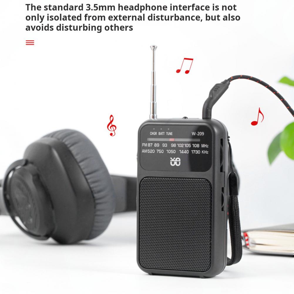 Mini Portable Radio with LED Flashlight Stereo Radio Emergency Portable Audio AM/FM Small Radio