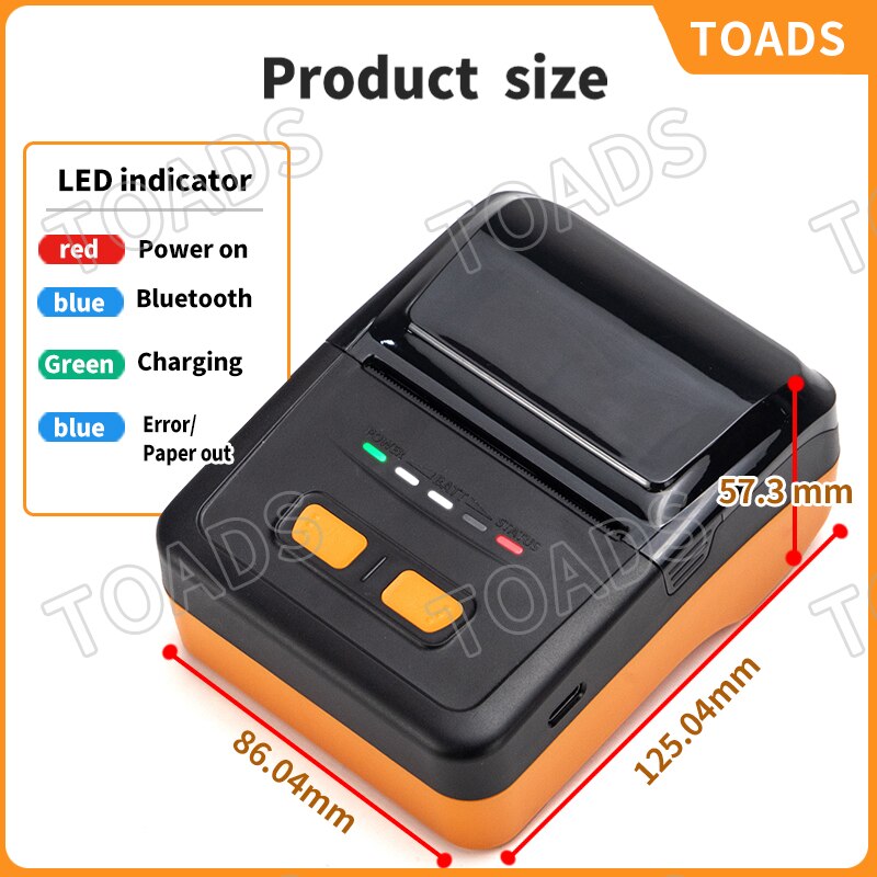 Portable Bluetooth Printer With USB &amp; Bluetooth Interface Wilress Connected With Mobile Phone &amp; Computer Mini Thermal Printer