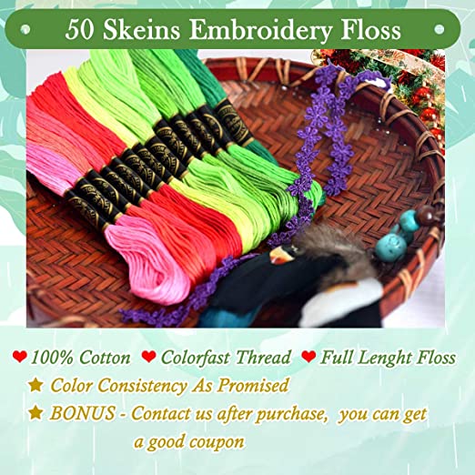 Embroidery Floss Rainbow Color 50 Skeins Per Pack Cross Stitch Threads Friendship Bracelets Floss Crafts Floss