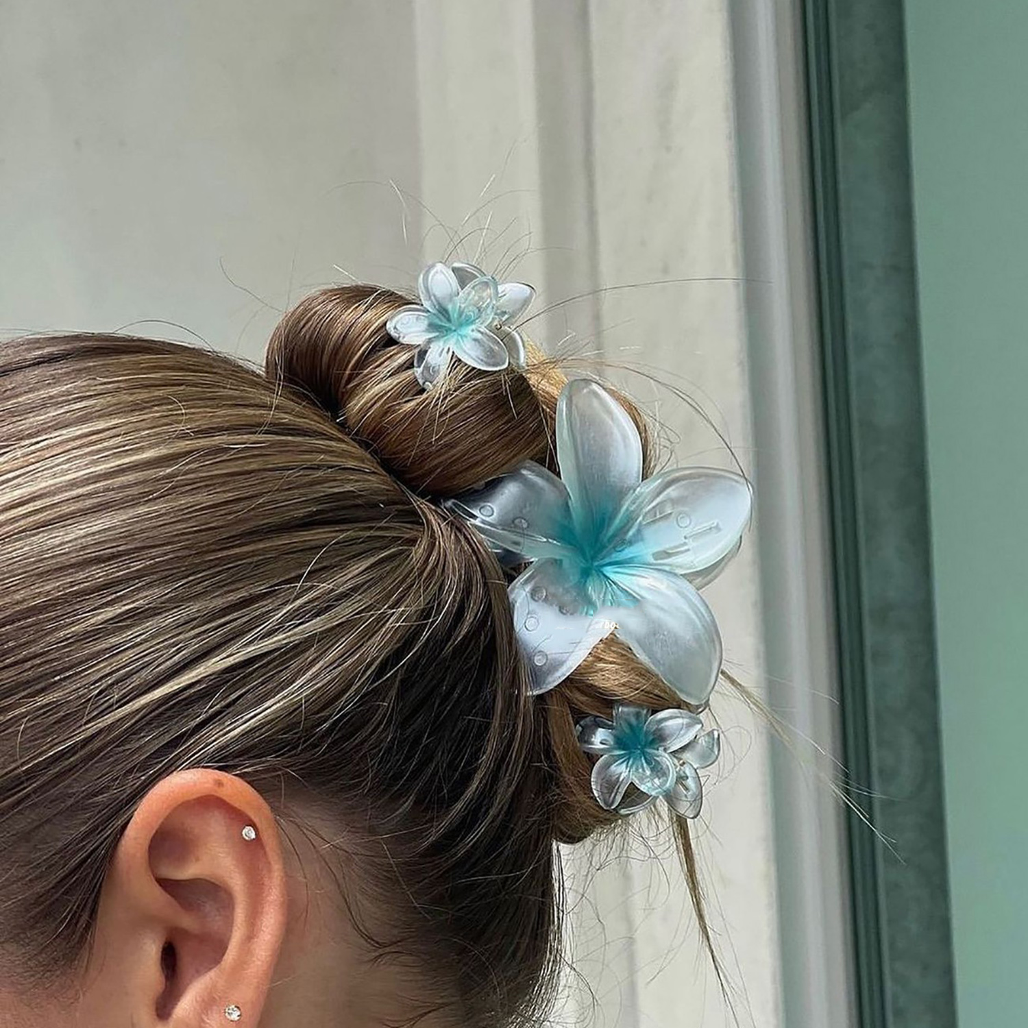 Bohemia Style Flower Hair Claws para mulheres, Crab Clamp, presilhas, gradiente hairpin, grampos de cabelo, praia havaiana, acessórios para meninas