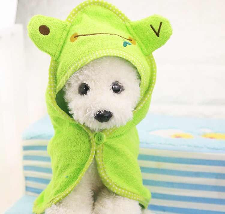 Stay Cute Dog Towel Blanket Teddy Bath Towel Imitation Deer Skin Absorbent Large Cat Spring and Summer Bathing Supplies: Green / 45x45cm