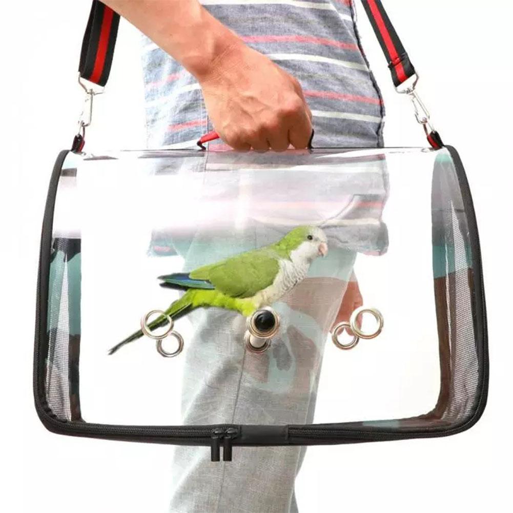Mochila transparente de loro para mascotas que lleva la jaula de viaje al aire libre cómoda mochila plegable transpirable