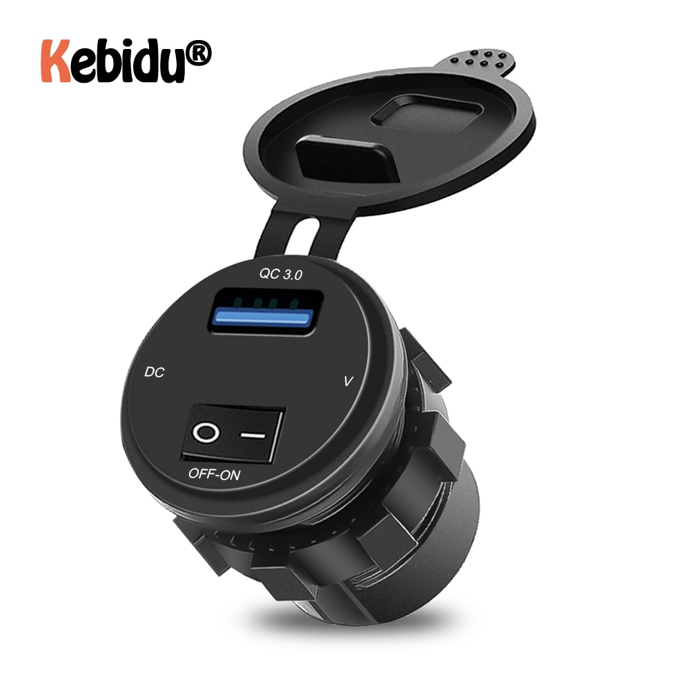 Universal- Mini 12 V-24 V USB Auto Ladegerät Mit LED Licht Energie Adapter Auto Buchse Separaten Schalter Für QO3.0 Für Auto