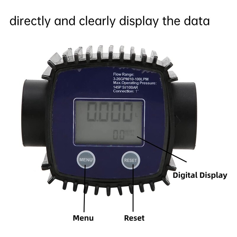 Water Flow Meter, 1 Inch Interne Draad Flow Meter, digitale Display Waterstroom Sensor 10-100 Liter/Min, Voor Aardolie