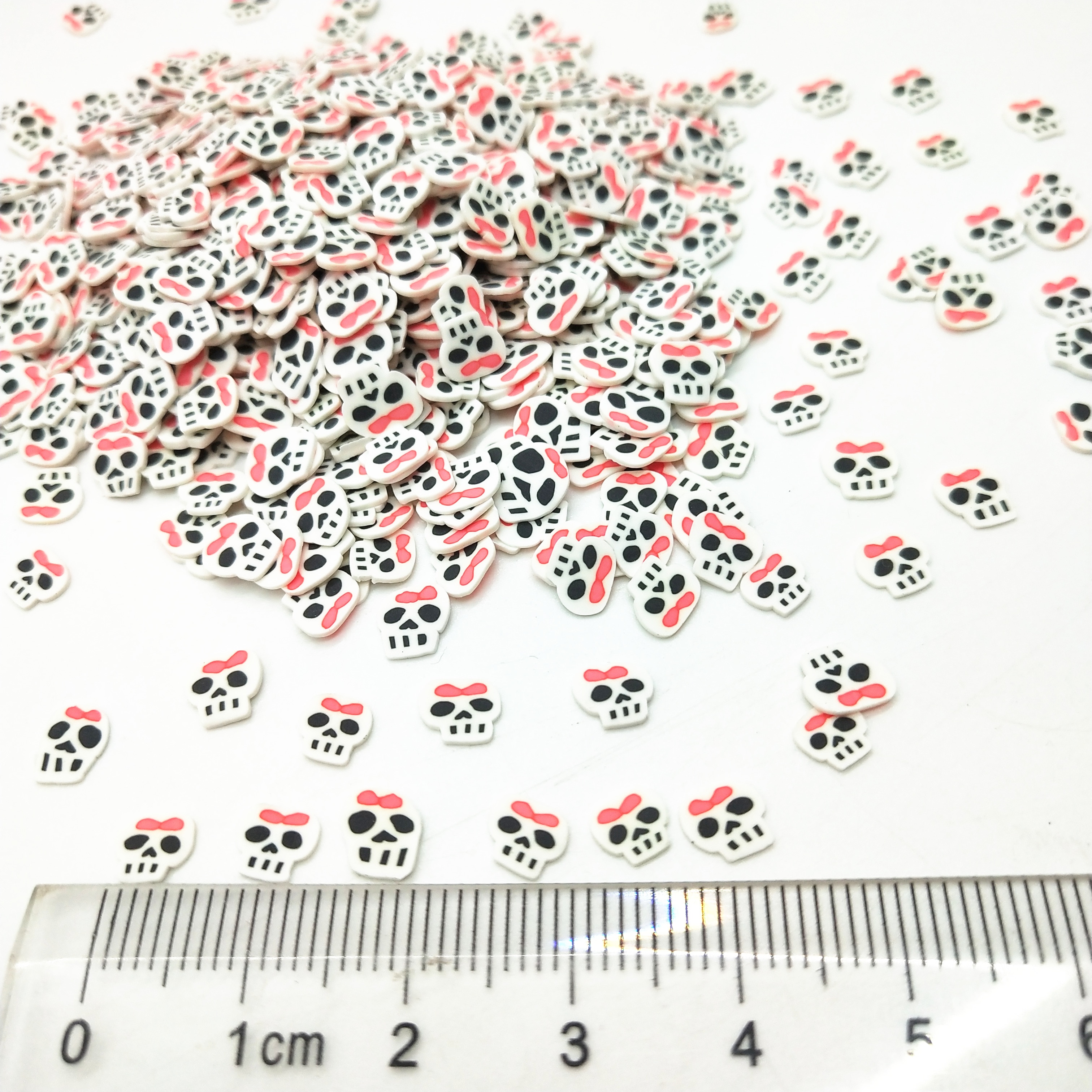 20g/lot 5mm Skull Polymer Clay Slices for DIY Crafts Plastic Klei Mud Particles Clays Skeleton Head Halloween Decoration