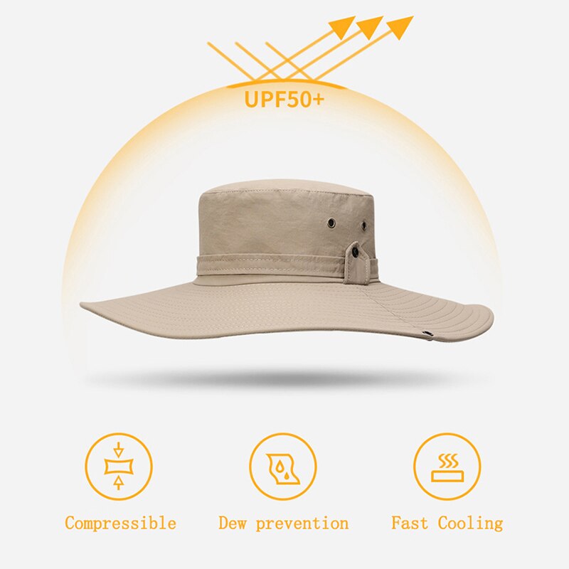 Outdoor Travelers Fisherman Hat Man Wide Brim Hat Waterproof Boonie Hat Camping Cowboy Men Bucket Hat Breathable Anti UV Sun Cap