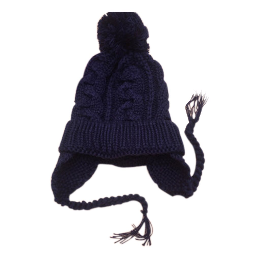 Børn børn strik hue ørebeskytt ensfarvet øreklapper kasket dreng pige efterår vinter varm hue hue nyfødt baby børn kasket: 3