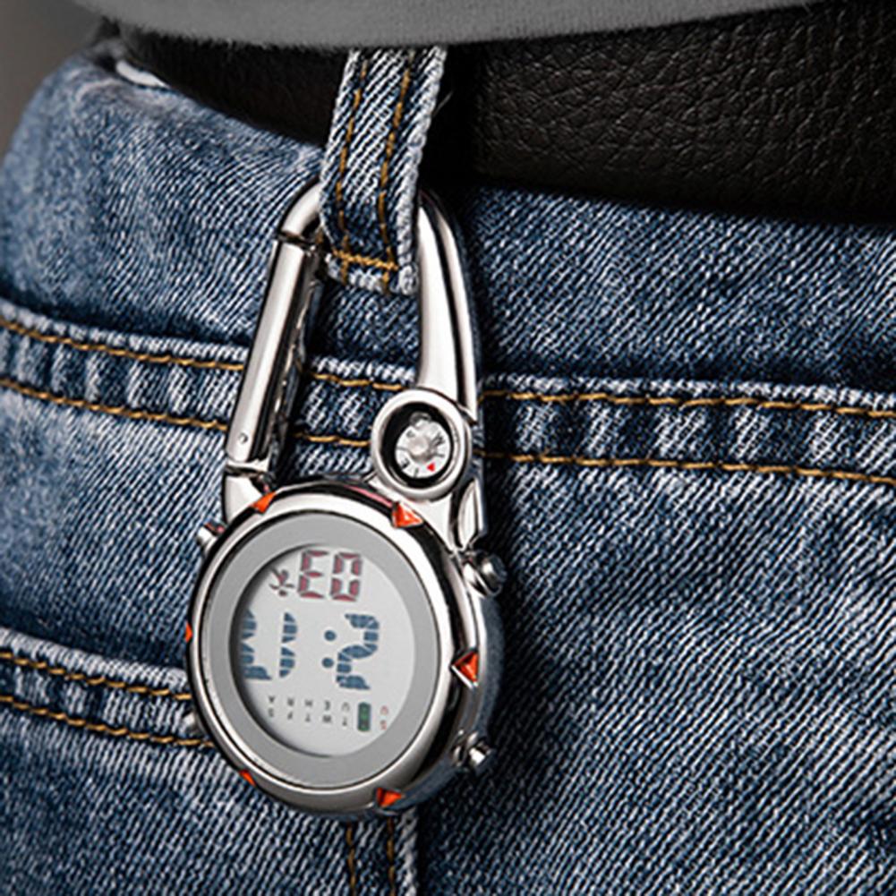 Digital mosquetón Clip de relojes luminosa Anti-arañazos precisa mochila cinturón al aire libre Brújula de deporte en el reloj para escalada al aire libre