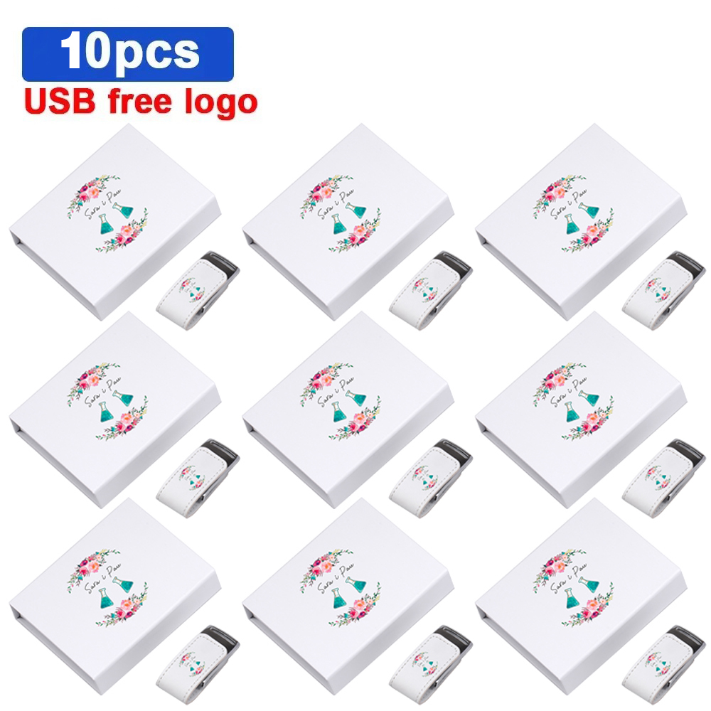 JASTER 10 Uds volumen de ventas cuero 2,0 USB Flash Drive 4GB 8GB U Disk 16GB Memory Stick 32GB logotipo personalizado gratis de boda