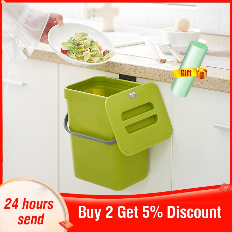 3 in 1 Kitchen Trash Can Kitchen Waste Bin Wall Mounted Dustbin Zero Waste Garbage Bin Kitchen Hanging Trash Bin Cabinet Door