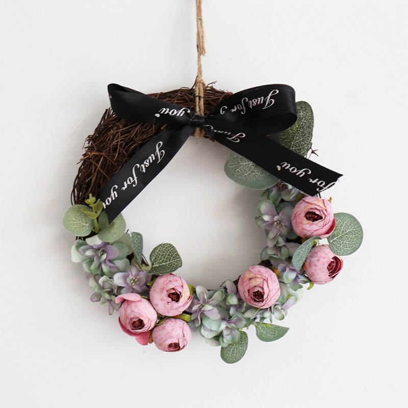 Kunstig simulering blomster bryllupsdekorasjon jul kransdør dekorasjon rose blomsterkrans hjem fest dekor