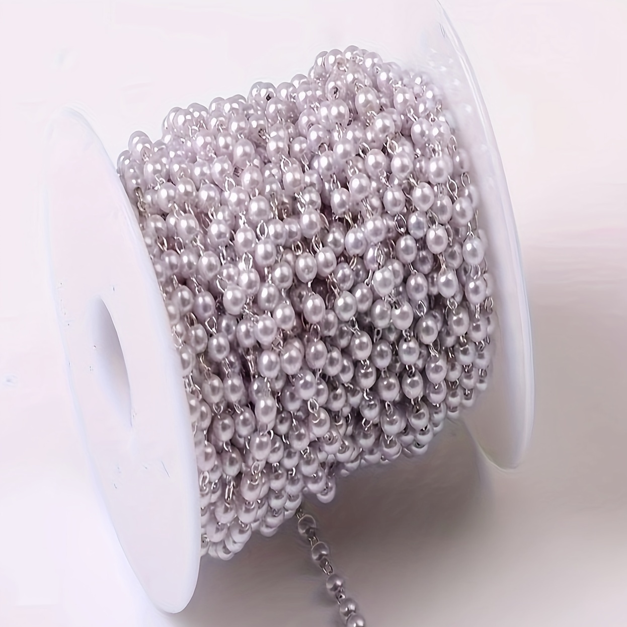 4Mm 39.37 Inch Diy Kunstmatige Parel Verkoperde Ketting, Handgemaakte Parel Ketting, Antieke Stijl Haarclip Kwastje Grenen Ketting