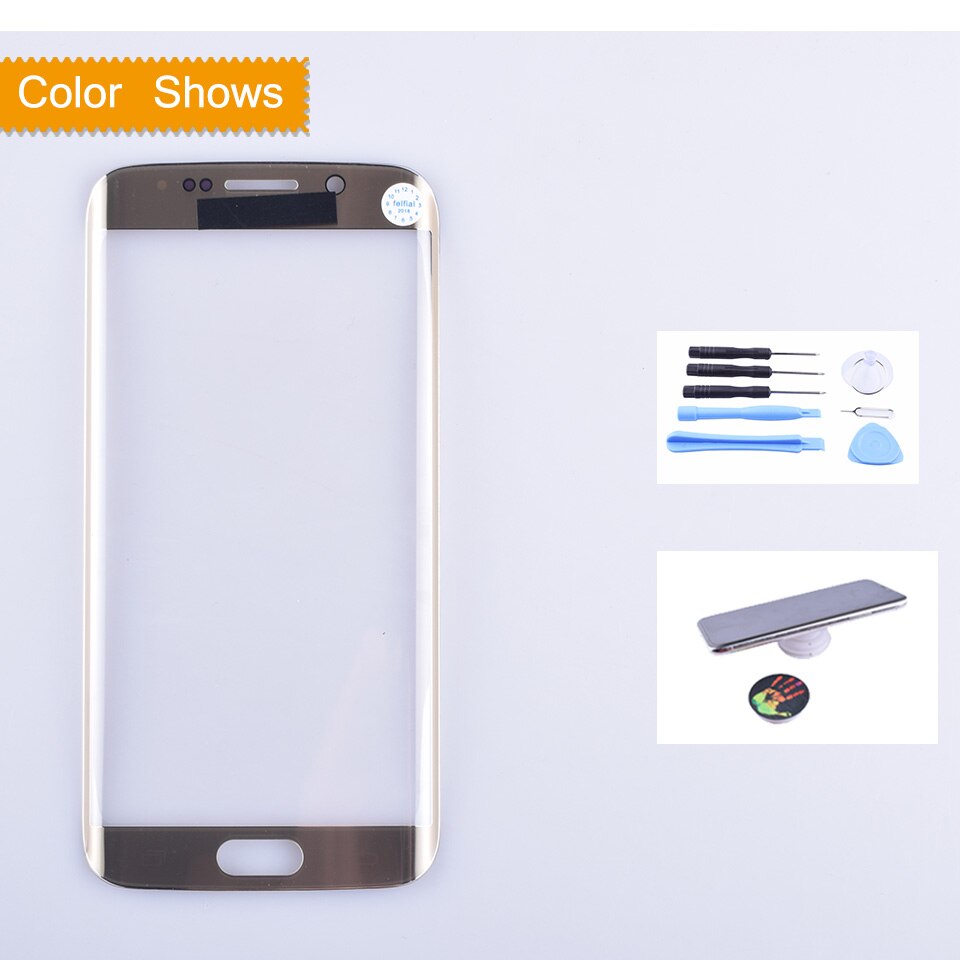 For Samsung Galaxy S6 edge G925 SM-G925V SM-G925P G925F G9250 Touch Screen Front Glass Panel Outer Glass Lens NO LCD: gold with gift